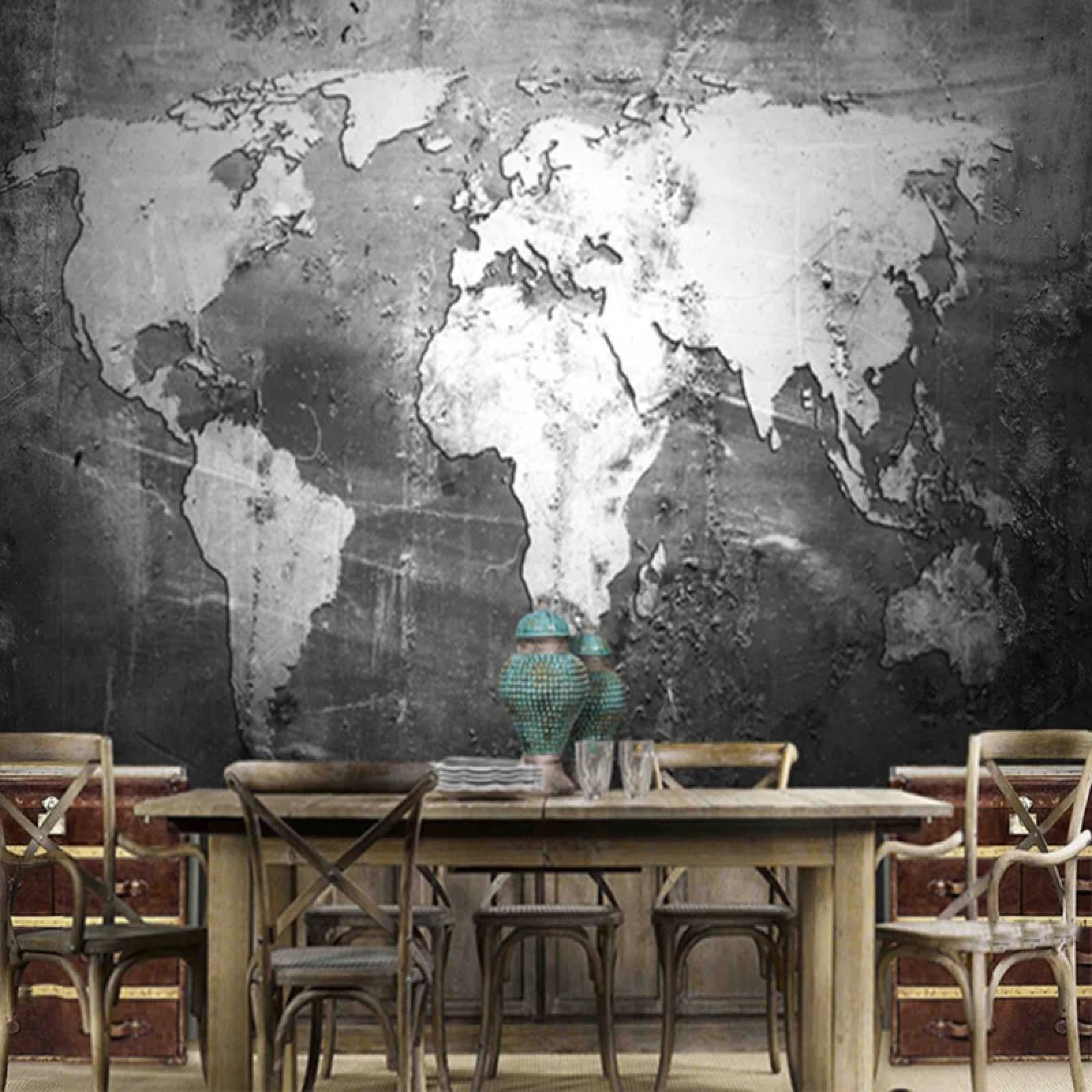 Papier peint panoramique 3D carte du monde autocollant pour créer un fond de chambre moderne