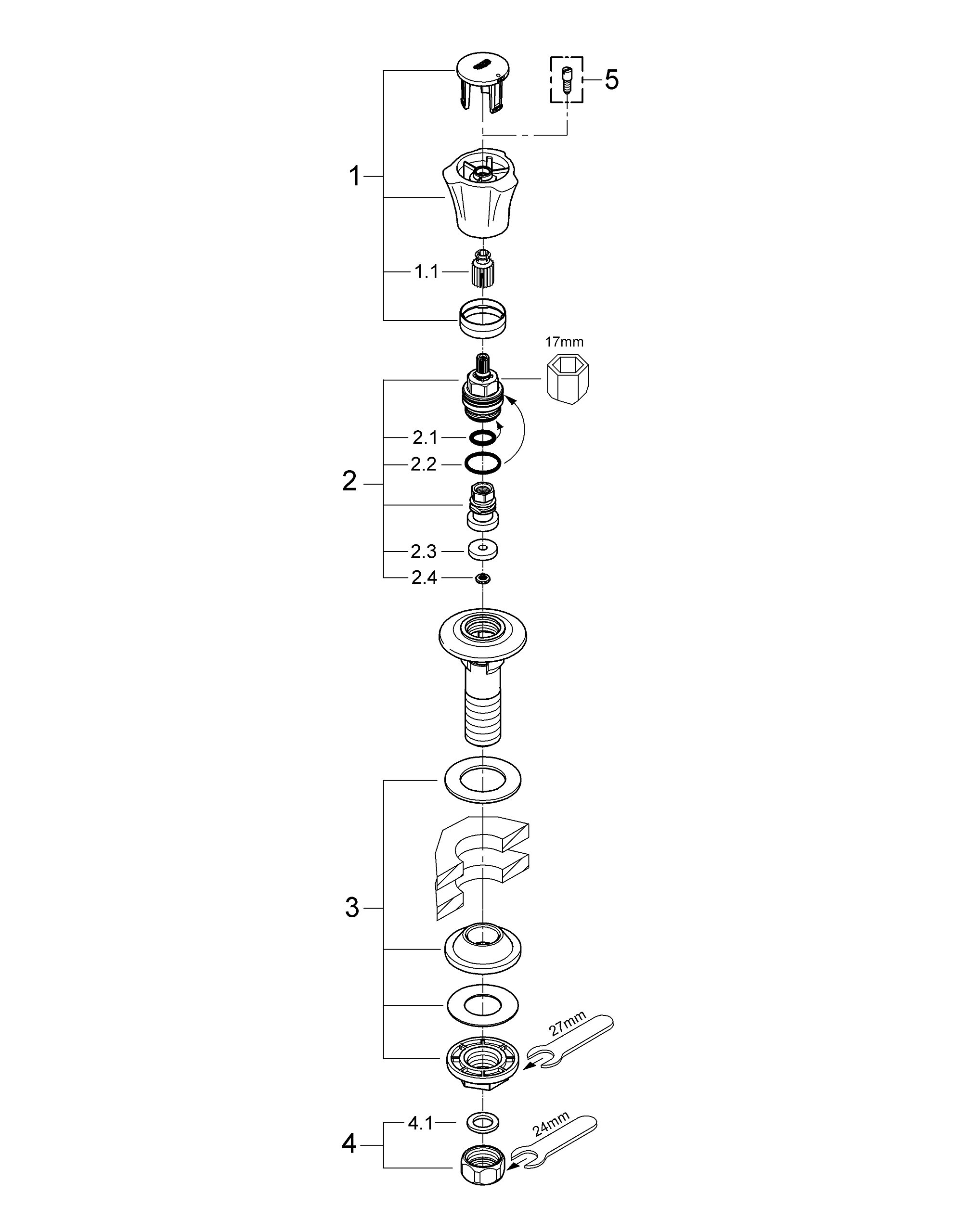Grohe 18904001 - Coppia di Rubinetti per Miscelatore Costa L, Finitura Cromata [Vecchio Modello]