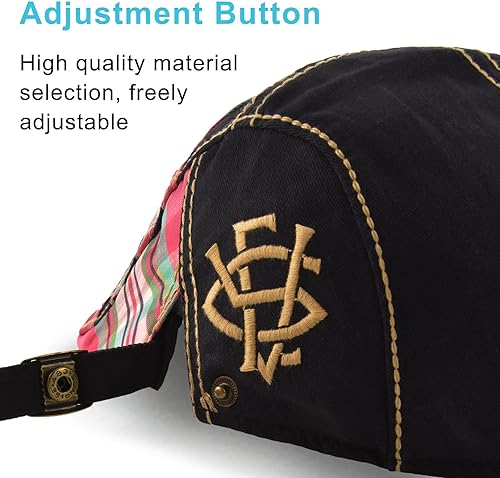 Miniatura 5 de M MOACC - Gorra de hombre de algodón ajustable con hebilla, boina, sombrero de periodista, gorro Cabbie Gatsby, gorras de conducción, gorras planas