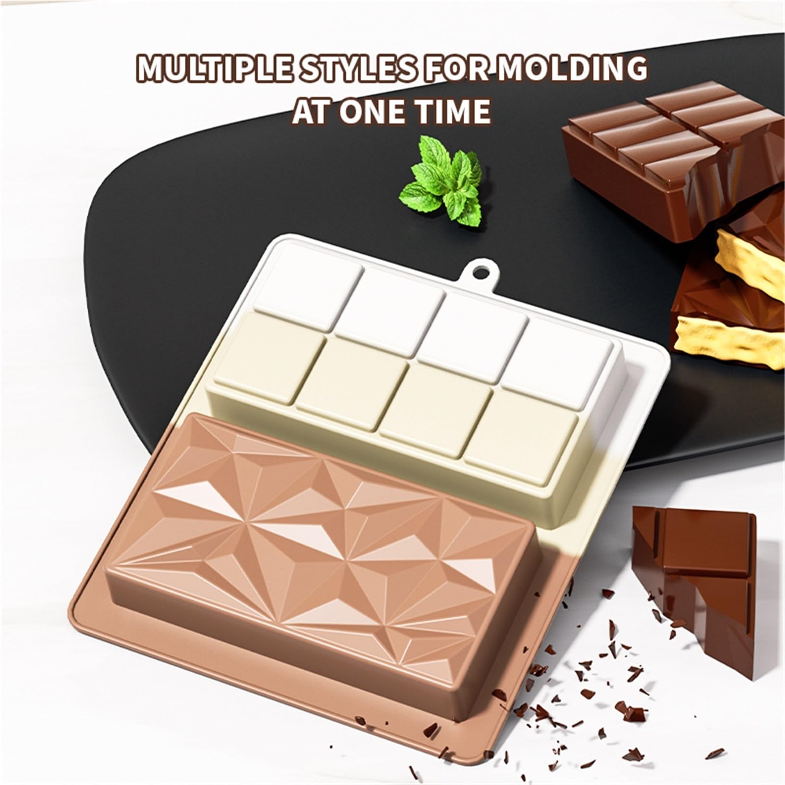Juego de 4 moldes for barras chocolate, fáciles desmoldar y antiadherentes, ideales for hacer con proteínas Para Repostería Y Postres(Style04)