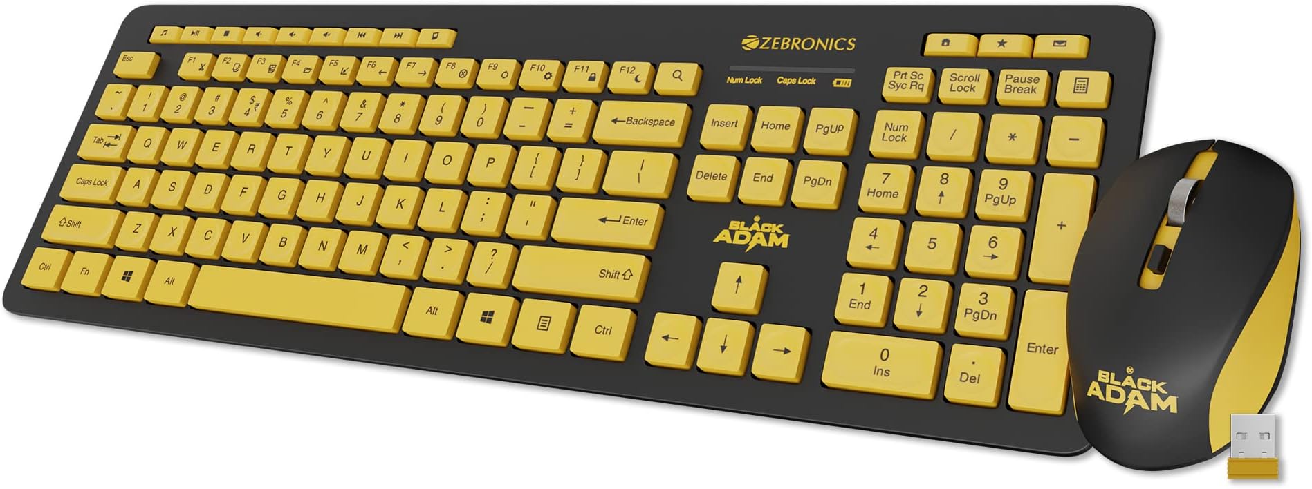ZEBRONICS Dc Black Adam Edition Companion 500 Wireless Combo with Silent Use, Chiclet Keys, 1600 Dpi, Power Saver, On/Off Switch, Integrated Multimedia and Slim Design, Keyboard and Mouse Set
