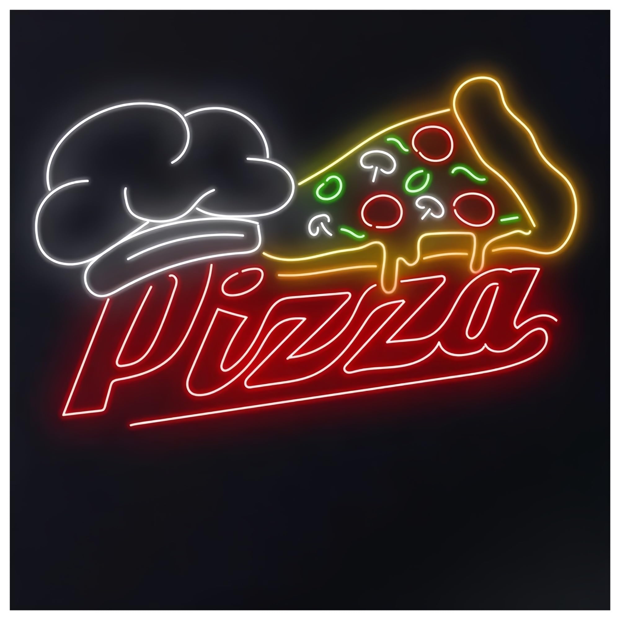 SHOUXI Sign Lamp Chef's Hat Neon Signs, Pizzeria Neon Lights Suitable for Restaurants Decor Business Open Neon Lights Commercial Signs(90CM)