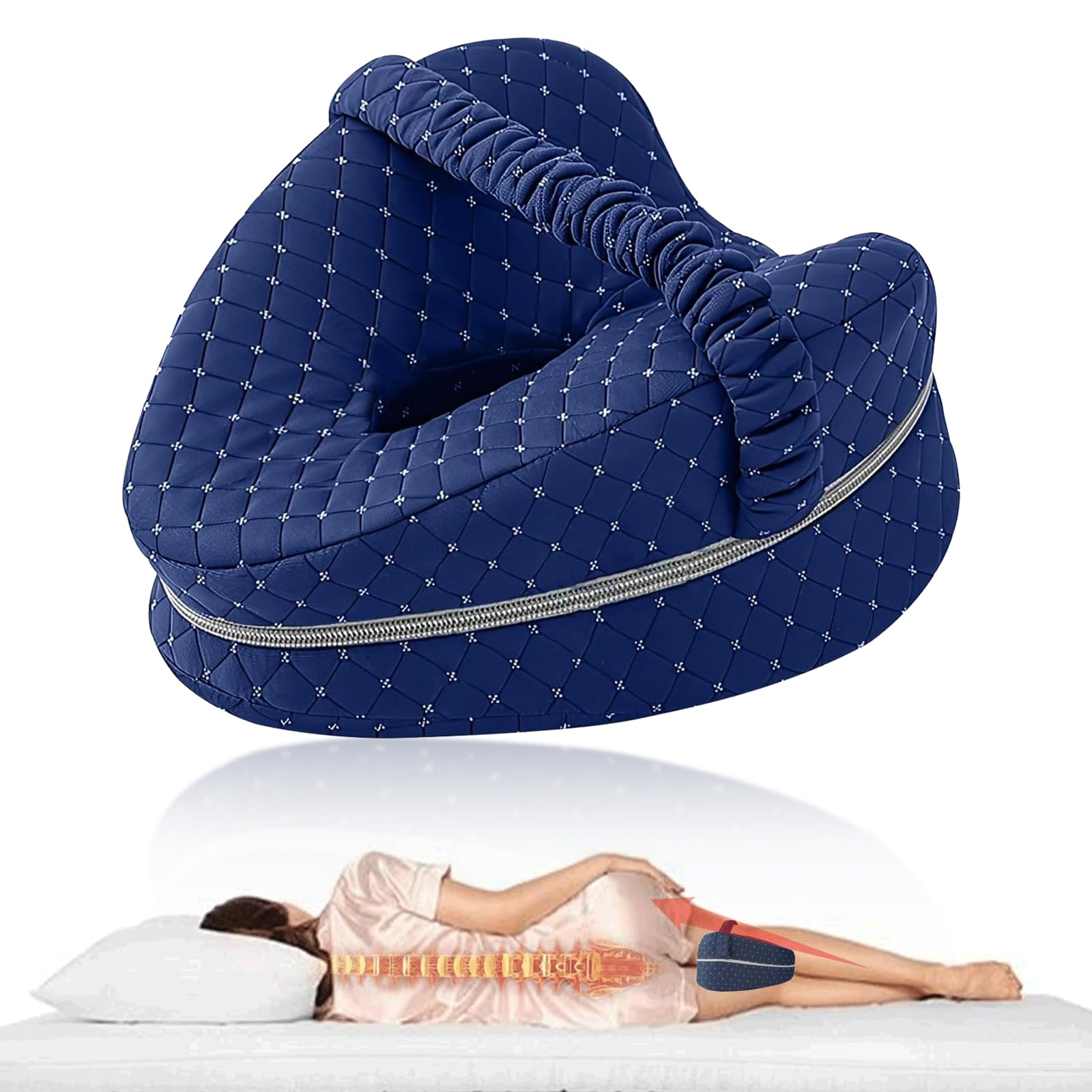 Cuscino Gambe per Dormire, Cuscino Ginocchia per Dormire, Cuscino Ortopedico Memory Foam Forma Cuore per Allineamento Anca e Colonna Vertebrale, per Sciatica, Dolore Alla Schiena