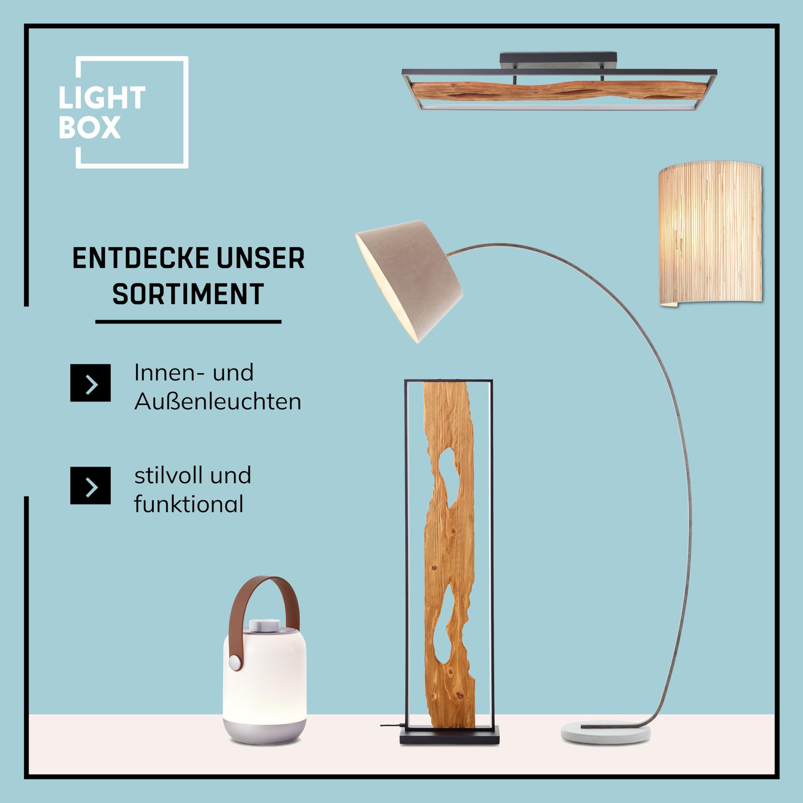 Lightbox Tischlampe - Tischleuchte mit Stoffschirm - Lampe für Wohnzimmer, Schlafzimmer & Fensterbank - exkl. E27 LED