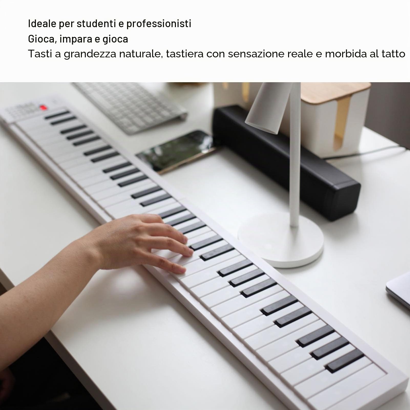 Pianoforte Pieghevole a 61 Tasti, Tastiera Elettrica con Tasti di Dimensioni Standard, Funzione di Registrazione, Tastiera per Pianoforte Digitale per Principianti