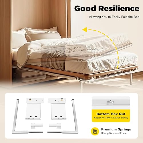 Miniatura 4 de DNYSYSJ Murphy - Kit de herramientas de mecanismo de resortes de cama de pared, montaje horizontal resistente, kit de bricolaje, carga lateral