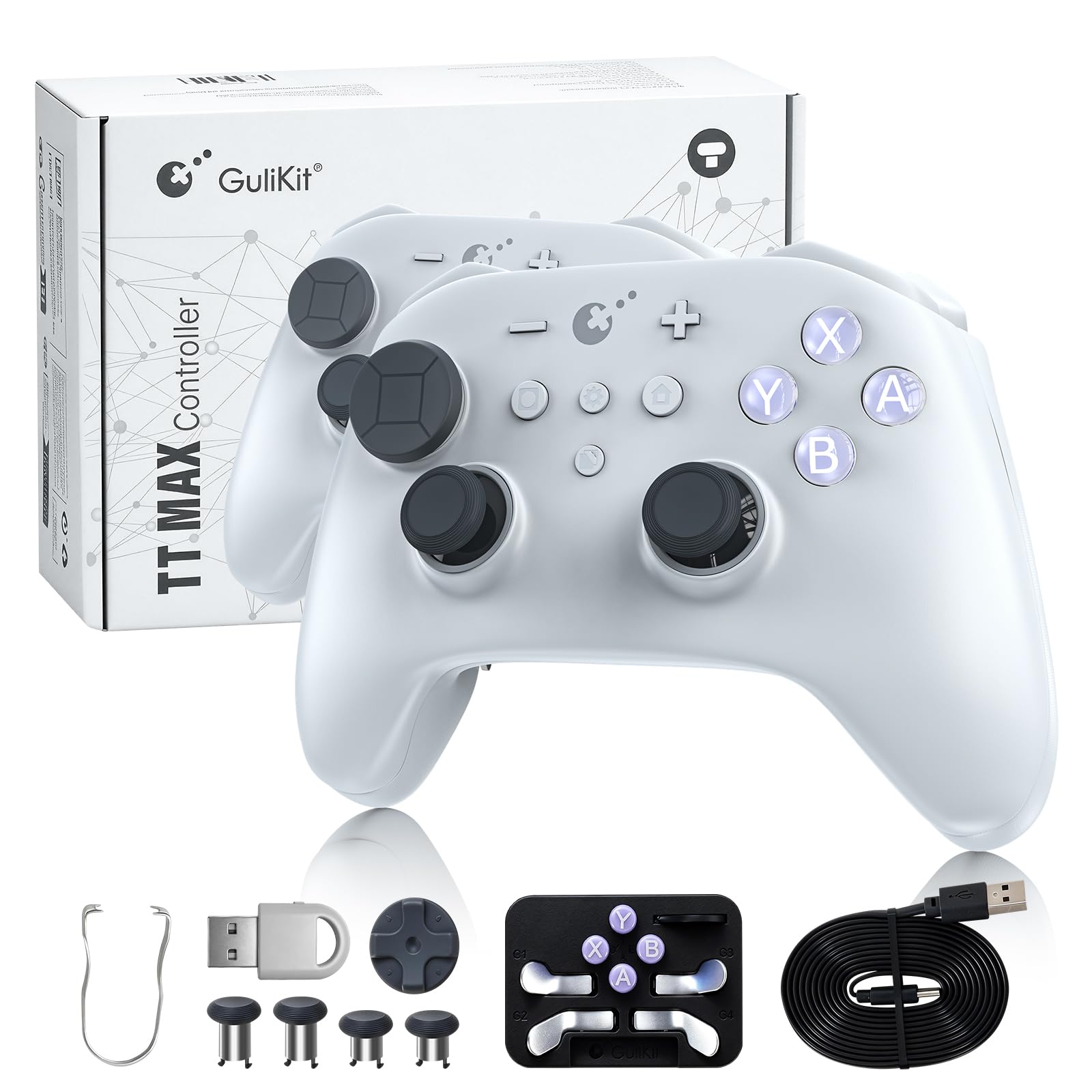 GuliKit ES PRO Wireless Controller für PC, Windows, Android, iOS, Switch 1/2 – Der schnellste Controller der Welt mit 3,25 ms Latenz, TMR Joysticks, 30 Stunden Akkulaufzeit und Aufweckfunktion