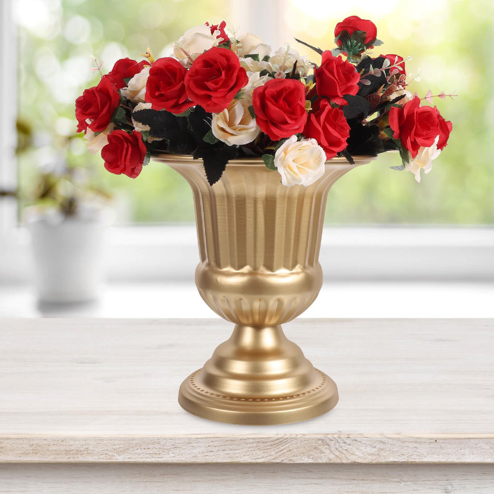 ARTIBETTER Goldene Vintage Metall Blumenvase Tischdeko Blumenhalter Eisen Blumentopf für Wohnraum und Hochzeitsfeier