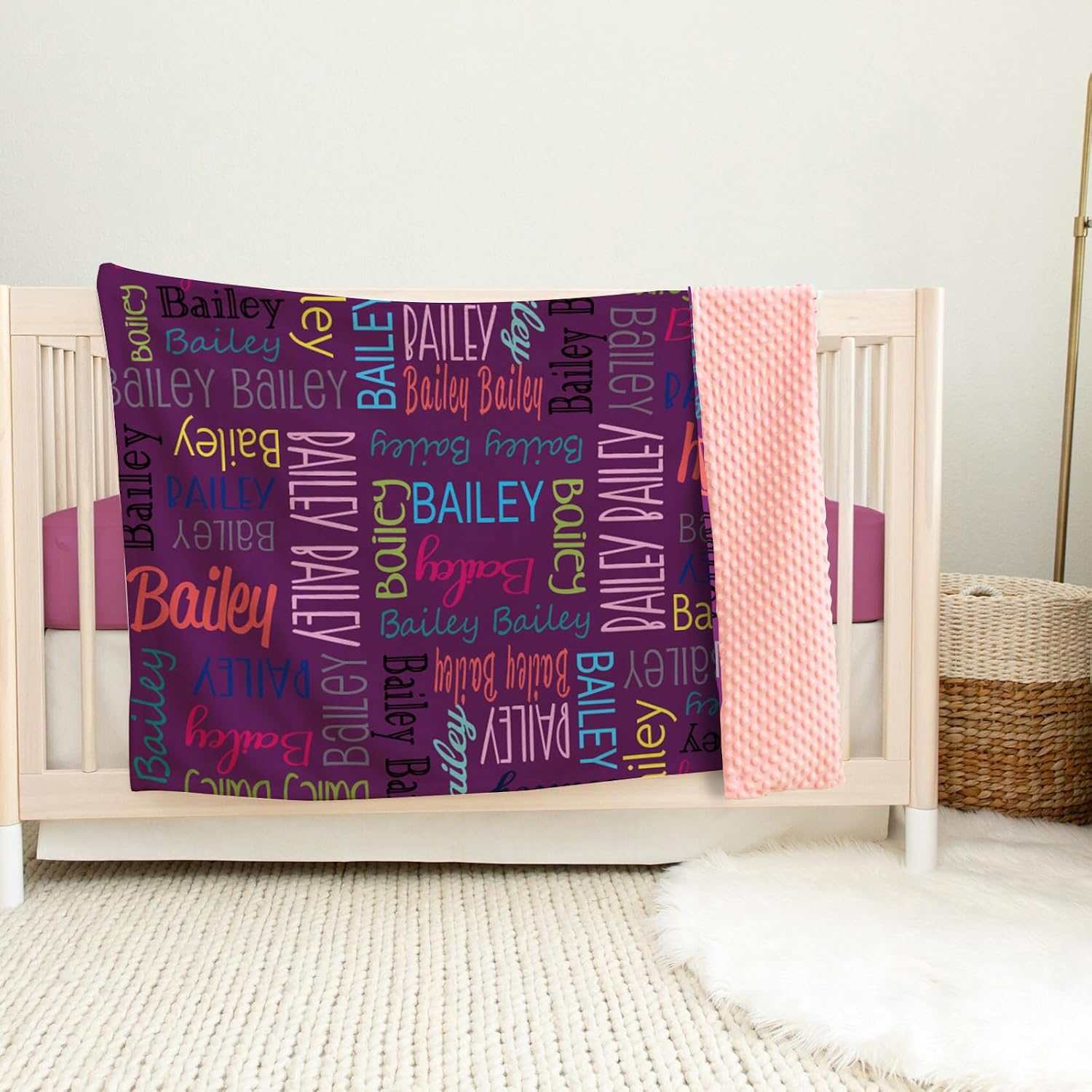 Custom Baby Blanket - Personalized Names Design - Soft Plush Blanket with Double Layer Dotted Backing for Boys Girls Color10(30x40 inches)