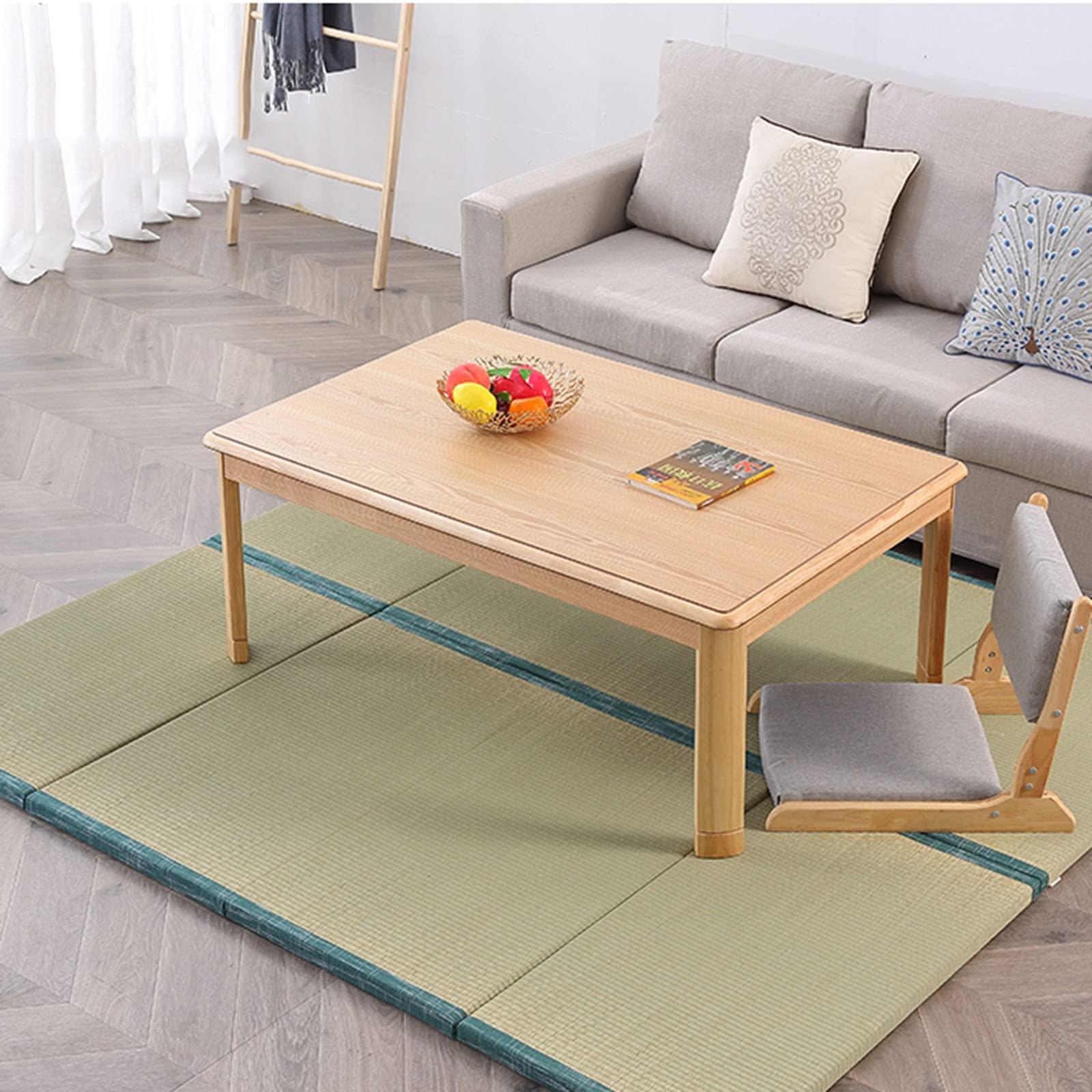 Kotatsu 4-teiliges Set, Winter-Kotatsu-Tisch für Zuhause, Wohnzimmer-Couchtisch, Massivholz, Warmes Geschenk für die Familie(Wood Color,120 * 80 * 45cm)