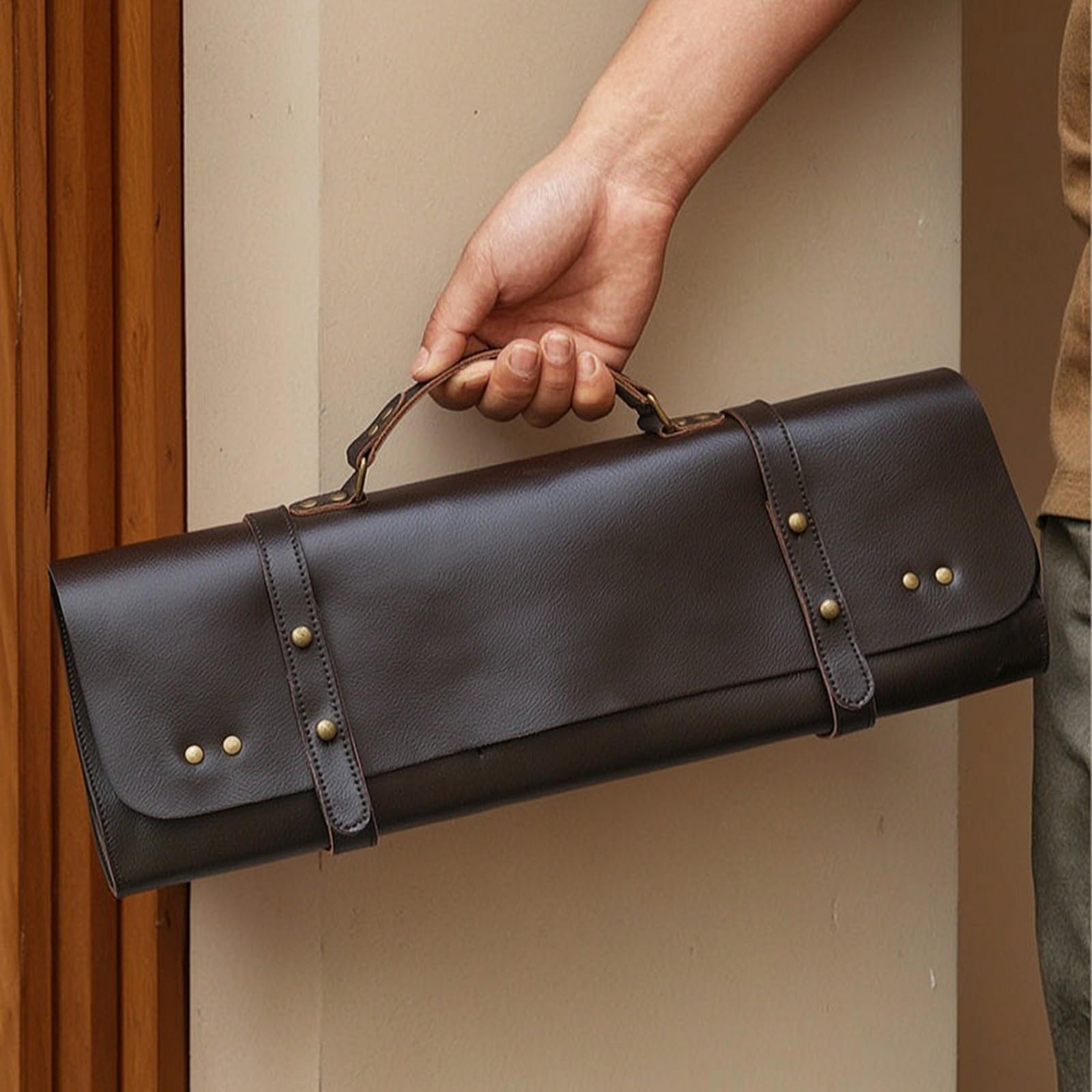 Borsa Porta Bacchette in Pelle Arrotolabile Portabacchette Resistente Astuccio per Studenti di Batteria, Musicisti, Prove, Nero