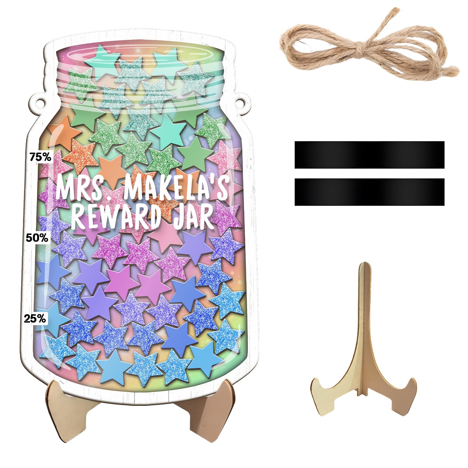 Magnetic Reward Jar Classroom Reward Jar for Teachers, Star Jar Reward System - Progress Tracker Personalized Class Reward Jar Magnetic Reward Chart,
