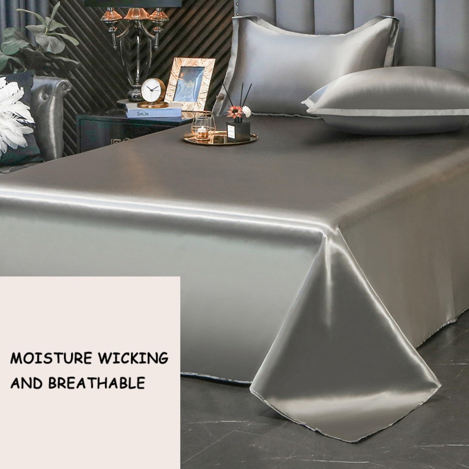Sábanas Satén,Juego Sábanas Satén Suave Tamaño Queen,Similar A Las Sábanas Seda,Sábanas Satén Tamaño Queen For El Cabello Y La Piel,Regalos For Mujeres(Camel,230 * 250cm No Pillowcase)