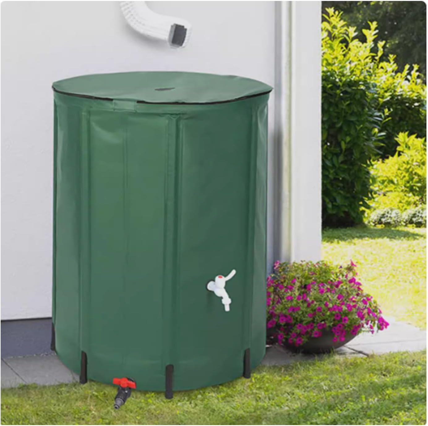 Rain Barrels ，PVC Rainwater Collection Barrel，Efficient Rainwater Collection System，Outdoor Garden Water Catcher Drum,Collapsible Rain Water Tank， for Home Garden(160L)