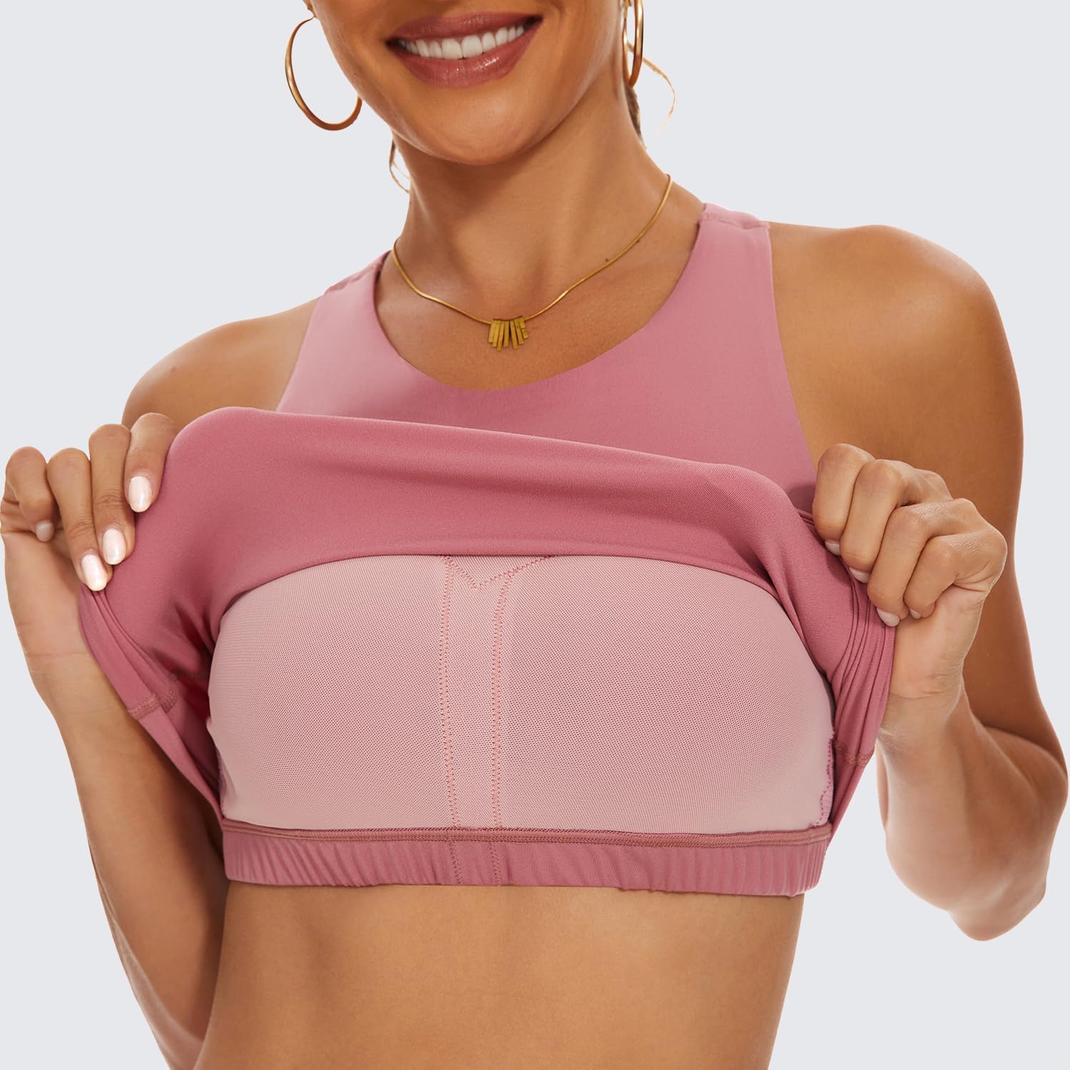 TAIPOVE Workout Crop Top Longline Padded Sport Bra High Neck Racerback Tank Gym Yoga Activewear Bra 2 Packs