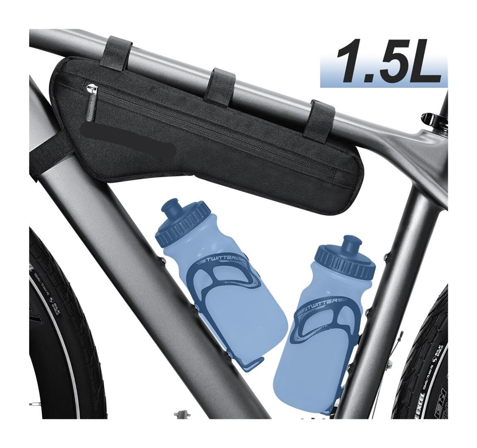 Borsa for telaio da bicicletta triangolare da 1 pezzo | Conserva telefono, attrezzi e forniture for il ciclismo all'aperto.(BAG003)
