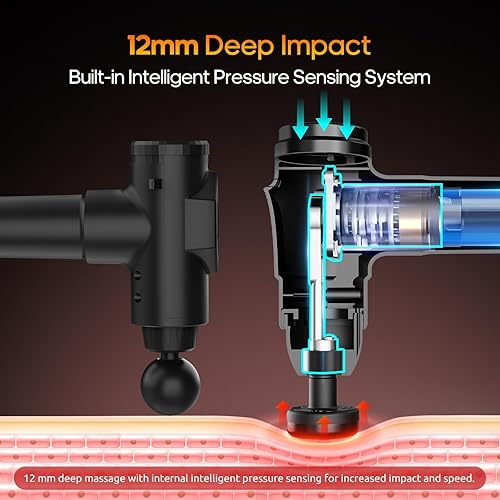 Miniatura 6 de AERLANG Pistola de masaje con calor de tejido profundo para espalda, masajeador de cuello para aliviar el dolor, pistola de masaje de percusión