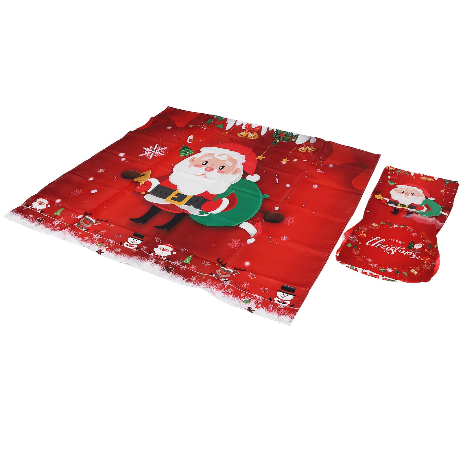 Juego de fundas de silla de mantel de Navidad para el hogar, la cocina, el comedor, la decoración del festival de Papá Noel rojo, tejido flexible de poliéster, para fiesta de (Roter