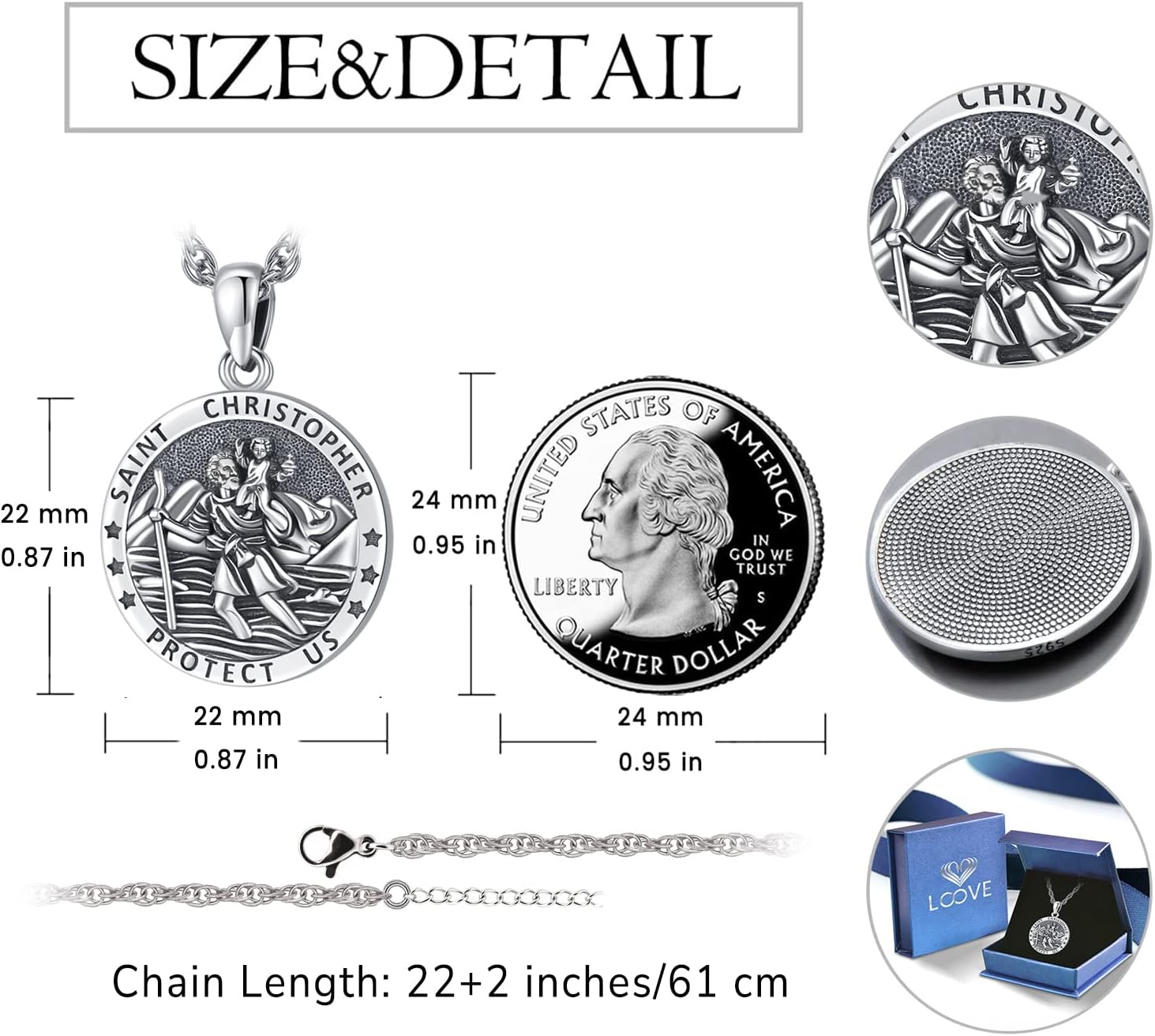 Saint Necklace S925 Sterling Silver Patron St Amulet Medal Protection Pendant Jewelry for Men Women - Image 4