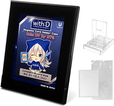 Amazdone withD Magnetic Card Display Case 35PT, UV Protection Acrylic Trading Card Holder with Inner Case, Premium Japanese Design for TCG & Sports CardsOne Color Piano Black