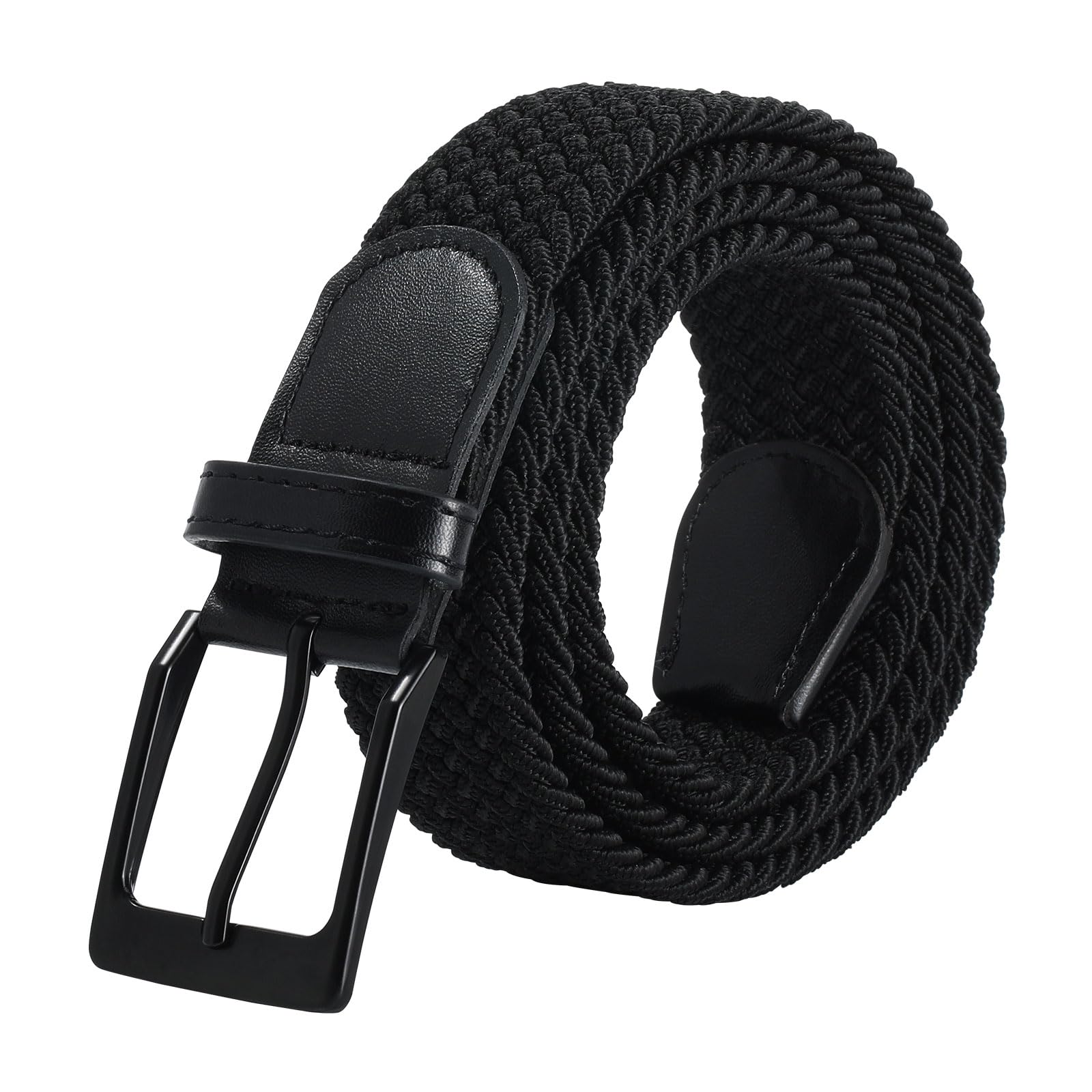 Cinturón elástico trenzado para mujer, para hombres y mujeres, cinturones de golf elásticos tejidos para pantalones vaqueros, Negro -