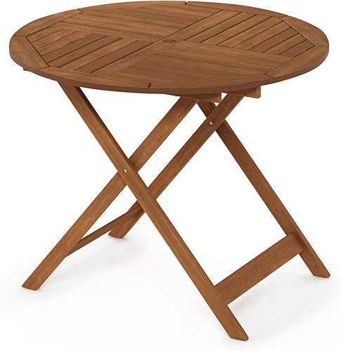 Furinno FG19061F Tioman Mesa plegable de madera dura para exteriores, natural