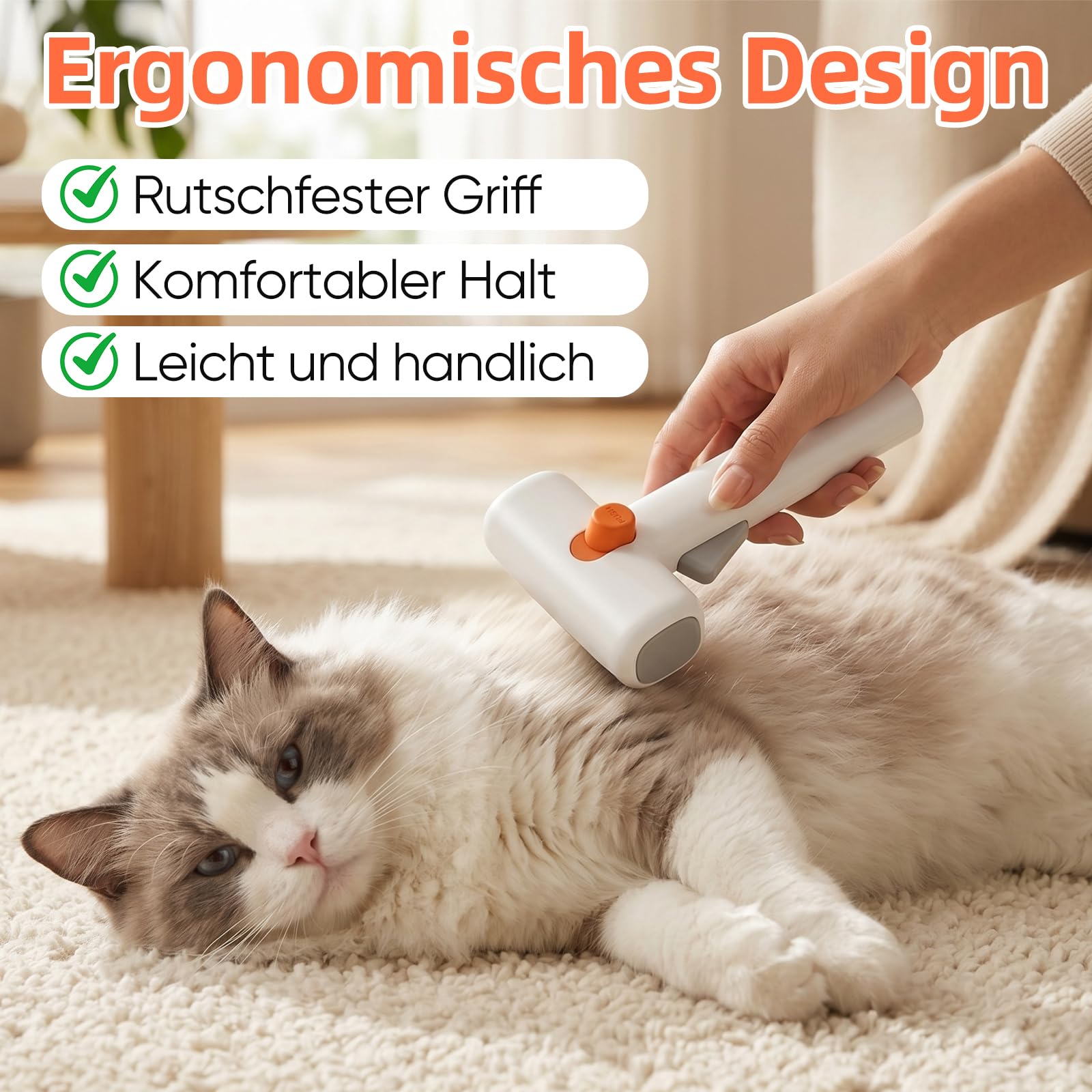2-in-1 Haustier Selbstentwirrender Kamm, Entfilzungsbürste für Katzen und Hunde, Edelstahlzähne, Enthaarungswerkzeug, Sanfter Unterfellkamm, für langes und kurzes Fell, Entfernt Verfilzungen