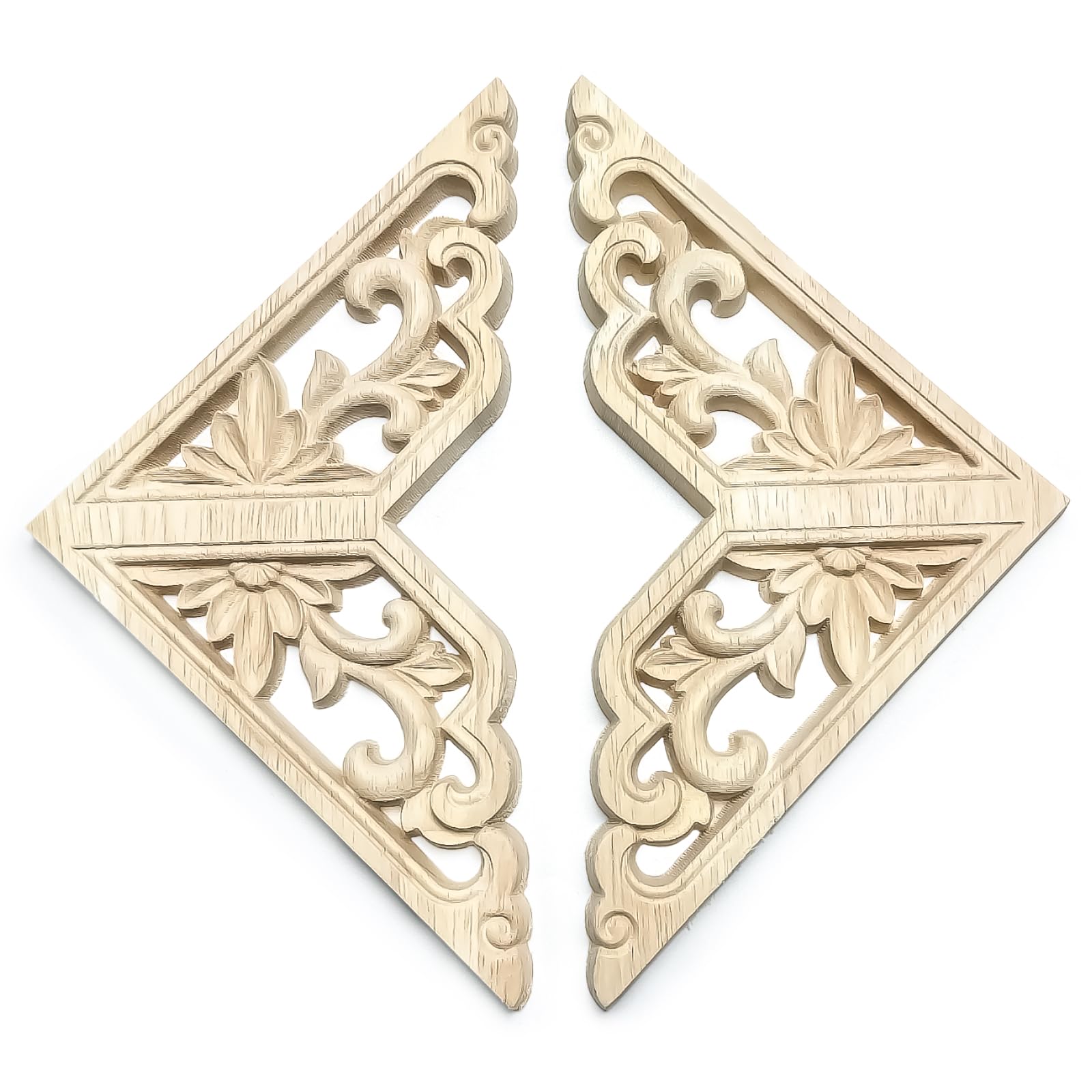 20Pcs 6cm Decorative Wood Flower Carved Appliques Corner Onlay DIY Unpainted Solid Wooden Carved Corner Decal for Furniture Wardrobe Mirror Photo Frame Closet Decoration (6cm - Image 4