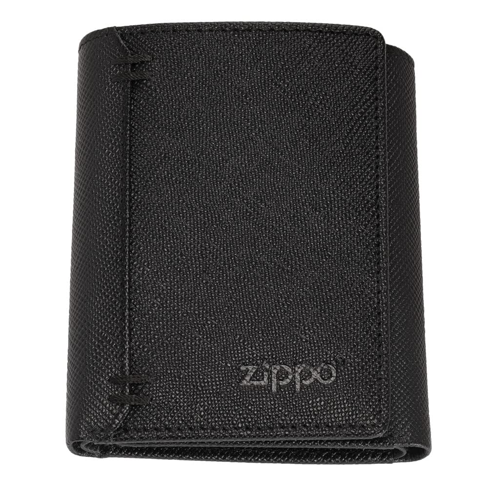 Zippo - Purse/Wallet for Women and Men, Saffiano Leather, Black, with RFID Protection, Con Compartment, Ideal for Cards and Notes
