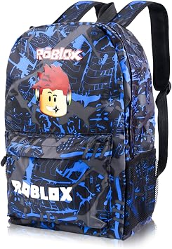 Robl Backpack, Teen Game School Backpack, Rob-lx Children Primary Schoolbag, Children's School Backpack, 17 Inch Large Capacity Travel Rucksack Waterproof Boys Girls Book Bags for Aged 3-12 Years