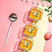 Vista 3 de Mini Glass Food Storage Containers - 12 Pack 5.4 oz Small Glass Jars with Locking Lids - Square Food Containers - Microwave Dishwasher Safe