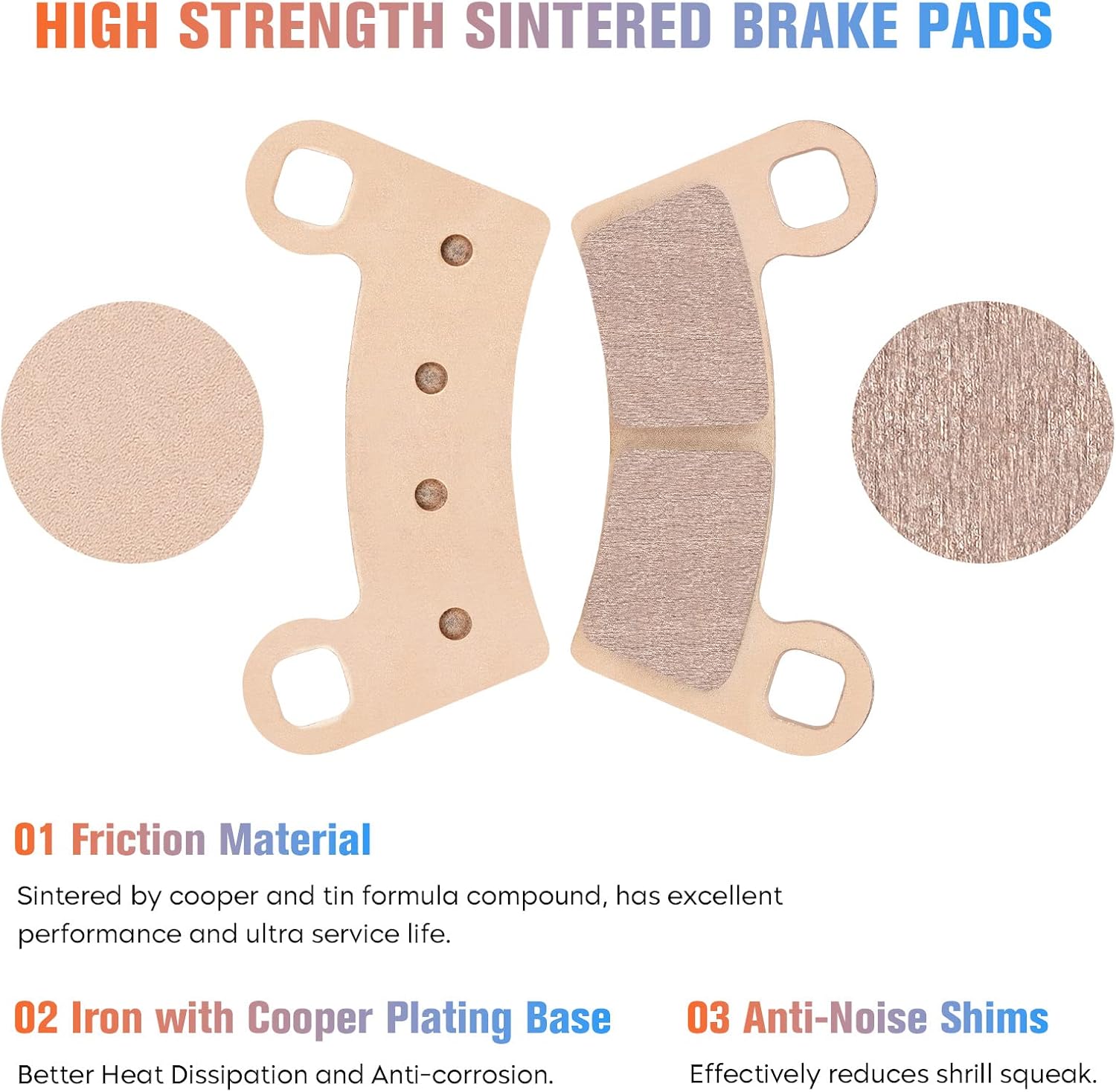 Youxmoto Sintered Brake Pads fit for Polaris RZR 900 50" / RZR-S 900 60 Inch 2015 2016 2017 2018 2019 2020, Front and Rear Brake Pads fit for Polaris RZR 1000, 2206025, 2203318, 4 Sets