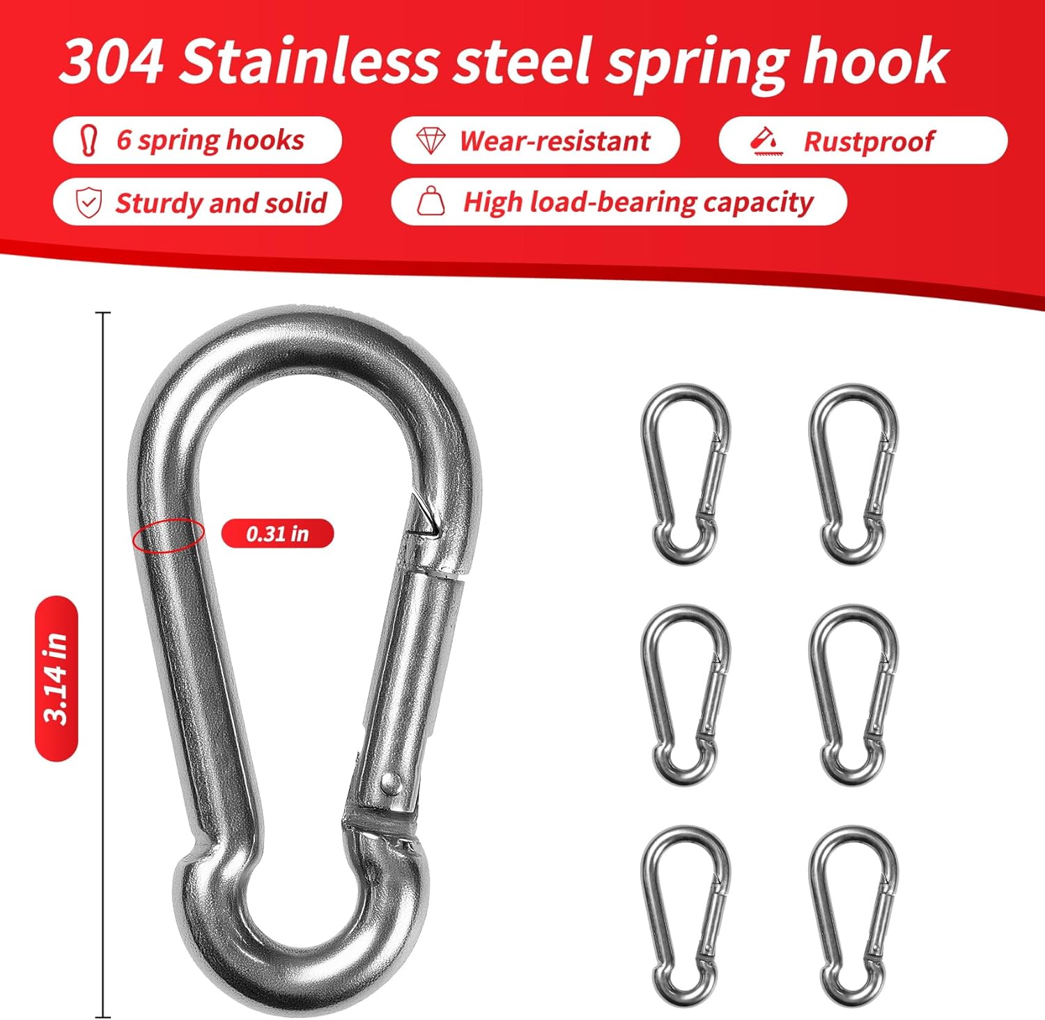 Xinzhistars Heavy Duty Swing,72 Inch Swing,32 Inch Stainless Steel Chain and 40 Inch Polyester Braided Rope with Stainless Steel Snap Hook.Suitable for Indoors, courtyards, Squares,Trees.(Red)