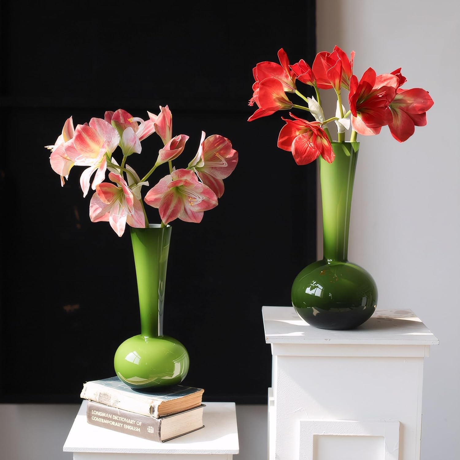 21.5" Artificial Amaryllis Flowers Red Fake Silk Flowers Faux Belladonna Lily for Home Office Hotel Decoration Wedding Centerpiece Bouquet1(3PCS,Red) - Image 5