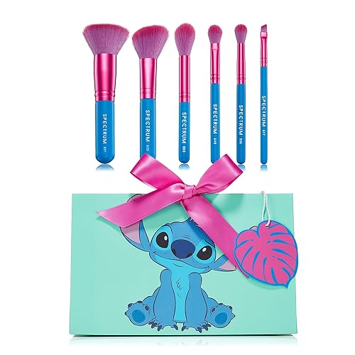 Juego de 6 brochas de maquillaje oficiales de Disney Stitch, incluye brochas de mezcla para corrector de polvo de base, brochas de maquillaje de