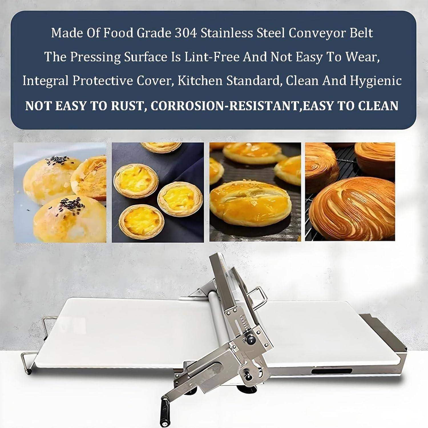Składana wałkownica do ciasta - 12"/15,5" ręczna wałkownica do ciasta z regulacją grubości, 2 wałkownice do pizzy, rogalików, ciast i fondantu, konstrukcja stołowa Type400
