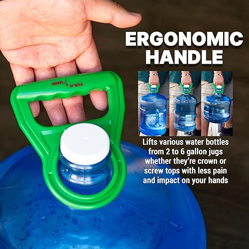 Miniatura 3 de TERA PUMP Mango para jarra de agua, portador de botellas de agua potable, mango ranurado para 3 a 5 galones