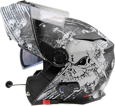 ViPER RSV171 Bluetooth Flip up Motorcycle Motorbike Bike Crash Helmets With Drop-Down Sun Visor Helmet ECE 22.06 Approved Unisex Adult Racing Touring Cruising Bike Wear