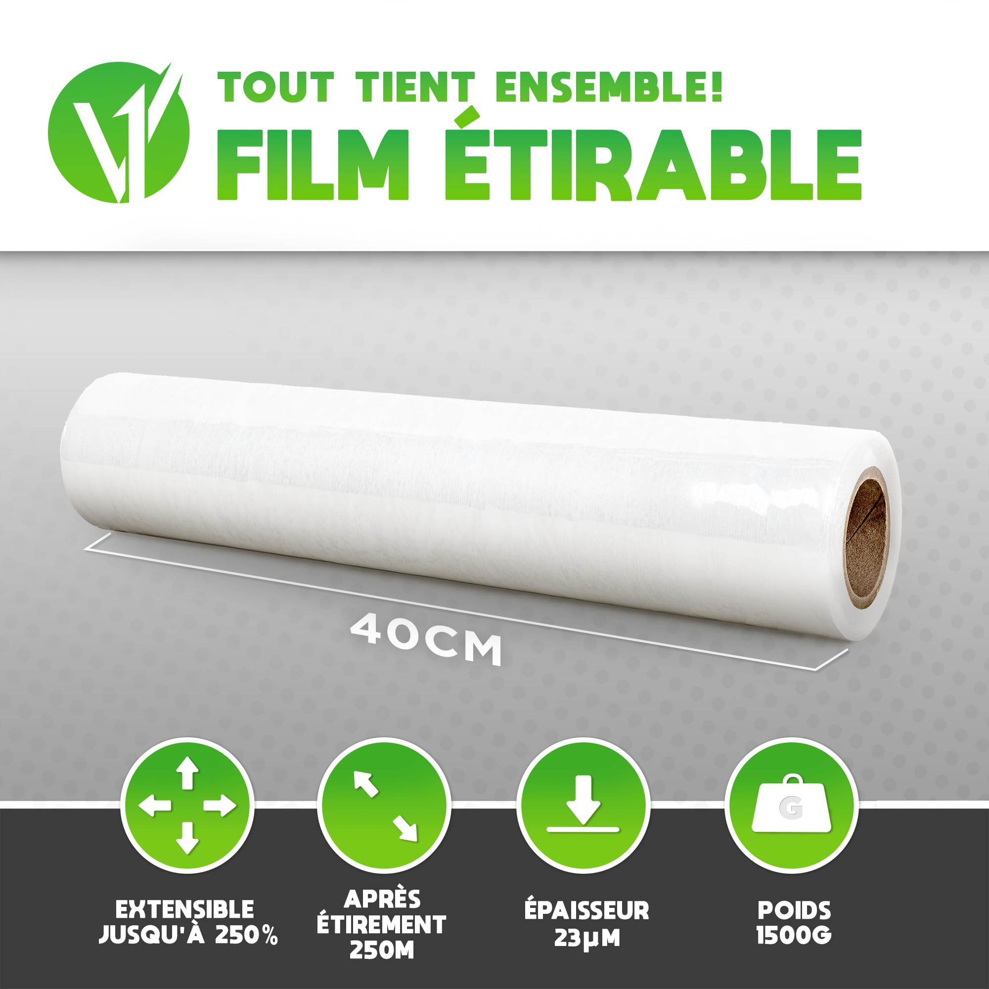 Film Etirable Déménagement 6 Rouleaux Transparent 40cm x 250m Plastique Protection Colis Meubles