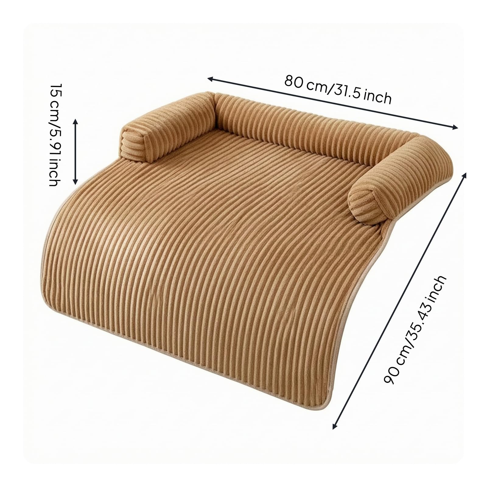 Harilla Cuscino Rotondo Peluche Letto Materassino Cuccia Bordo Rialzato Imbottito Soffice in Velluto Lavabile Pieghevole Adatto per Riposo Notturno Pennichelle Viaggi Casa, caffè Chiaro, 80cm 90cm