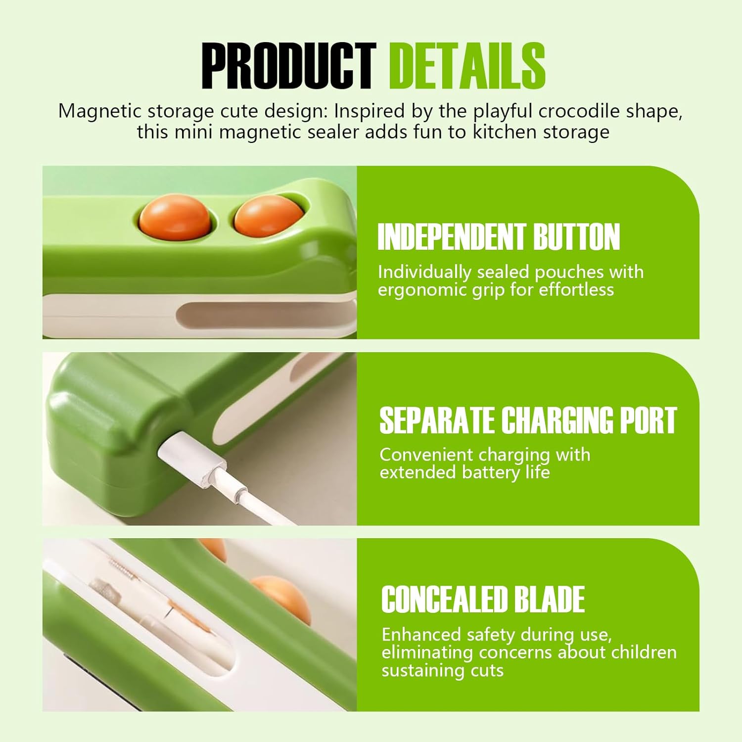 2 in 1 Mini Bag Sealer with Cutter and Magnet, Rechargeable Handheld Heat Sealer, Bag Resealer for Chip Bags and Snacks (Green + Purple)