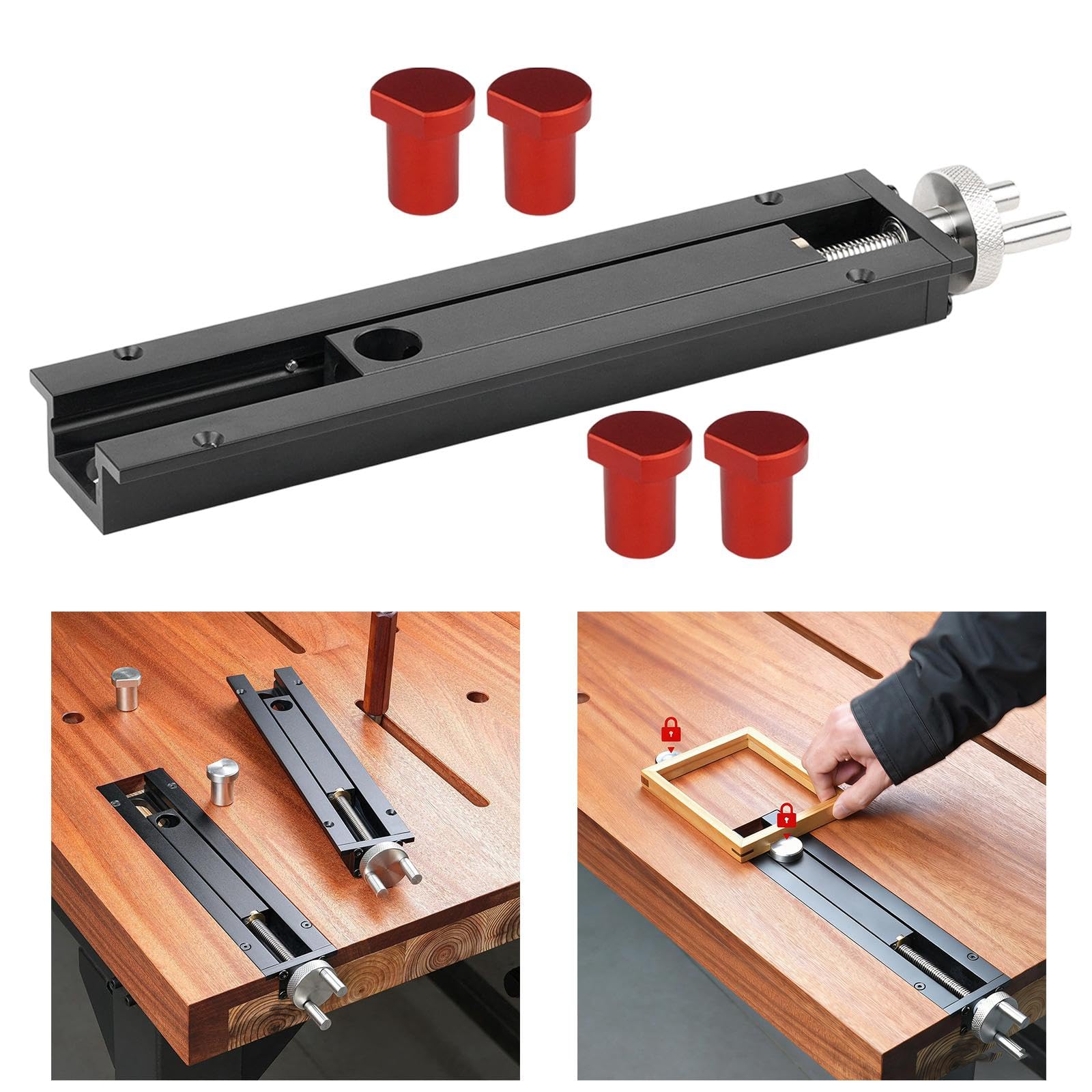 Banco de Cola de Carpintero Herramienta para Madera Tornillo de Banco para Carpintería Aleación de Aluminio Fácil Ajuste Adecuado para Talleres, Tapones Rojos