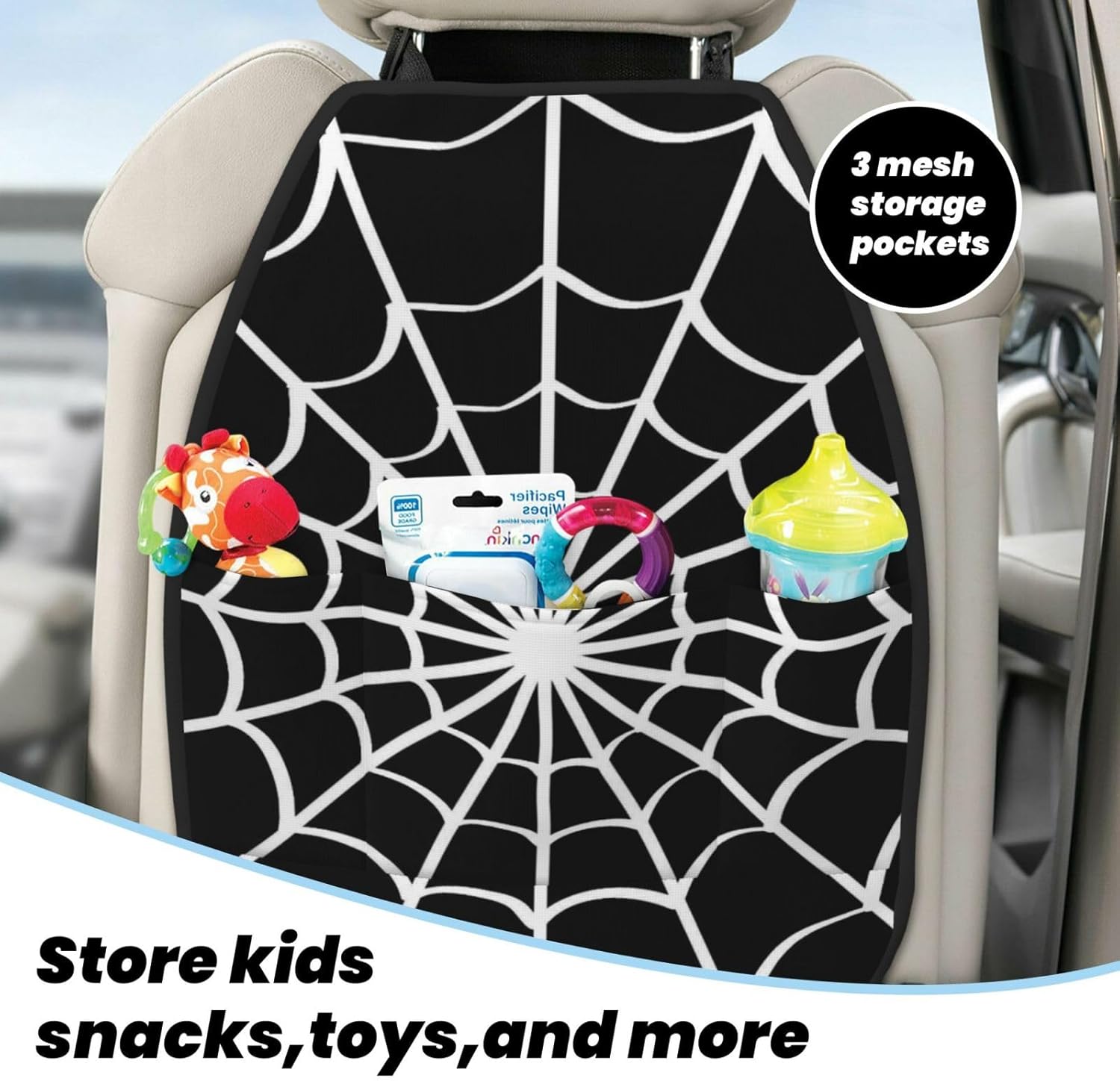 Web 2-Piece Set of Car Seat Kick Protectors for Front Seat Backrests