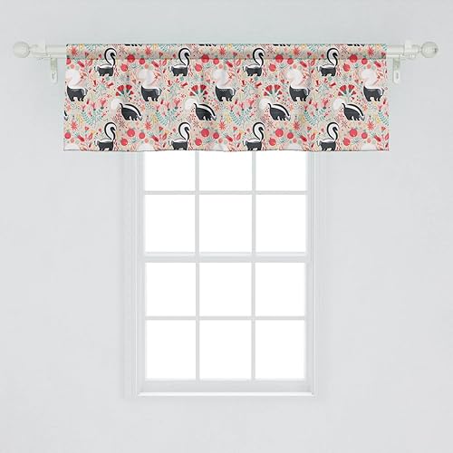 Miniatura 76 de Lunarable Cenefa de ventana abstracta contemporánea, líneas irregulares monocromáticas y nodos patrón curvilíneo, cenefa de cortina para decoración