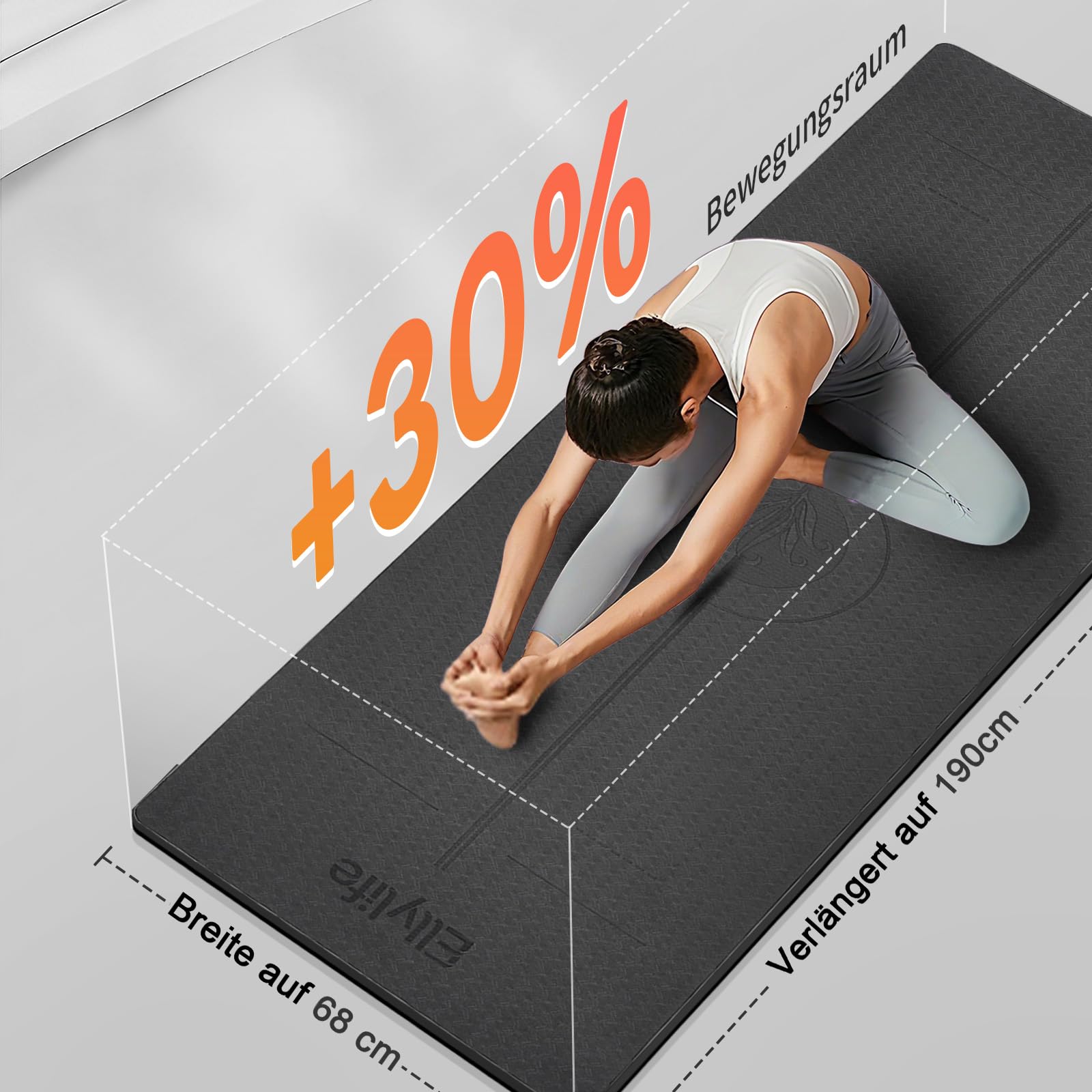 Yoga Matte Rutschfest Dick, Nachhaltige Naturkautschuk + Eco TPE oder PU, Ausrichtungslinien, Hautfreundliche, Starker Grip, Einzigartiges Design, mit Tragegurt, für Yoga, Pilates, Fitness