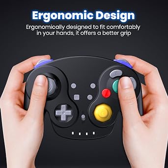 2.4 GHz Wireless GameCube Controller for Switch 1 & 2, NGC Console, Black