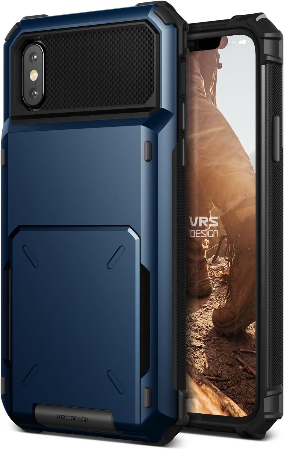 VRS Design iPhone X Case [Blue] Protective wallet case with 5 Card slot