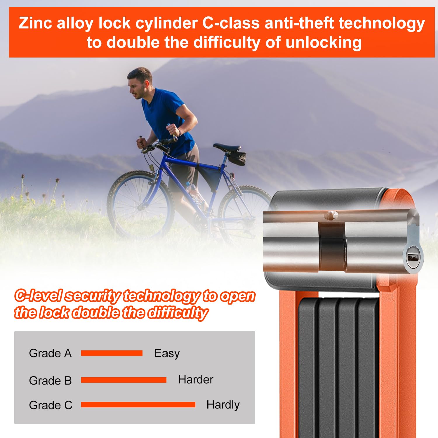 Candado Plegable 80 cm 6 Nudos Antirrobo, para Bicicleta, Motocicleta, Patinete Eléctrico