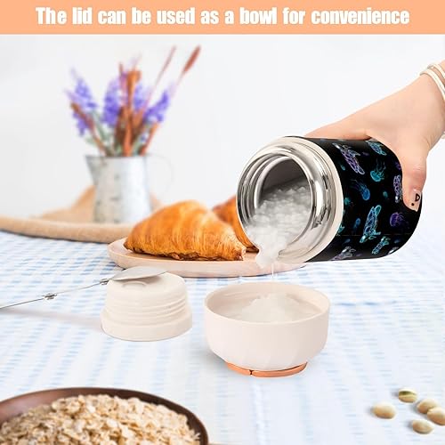 Miniatura 6 de Cute Turtles Jelly Fish Food Jar with Spoon Stainless Steel Vacuum Insulated Food Container 17 oz Food Thermos for Hot Food