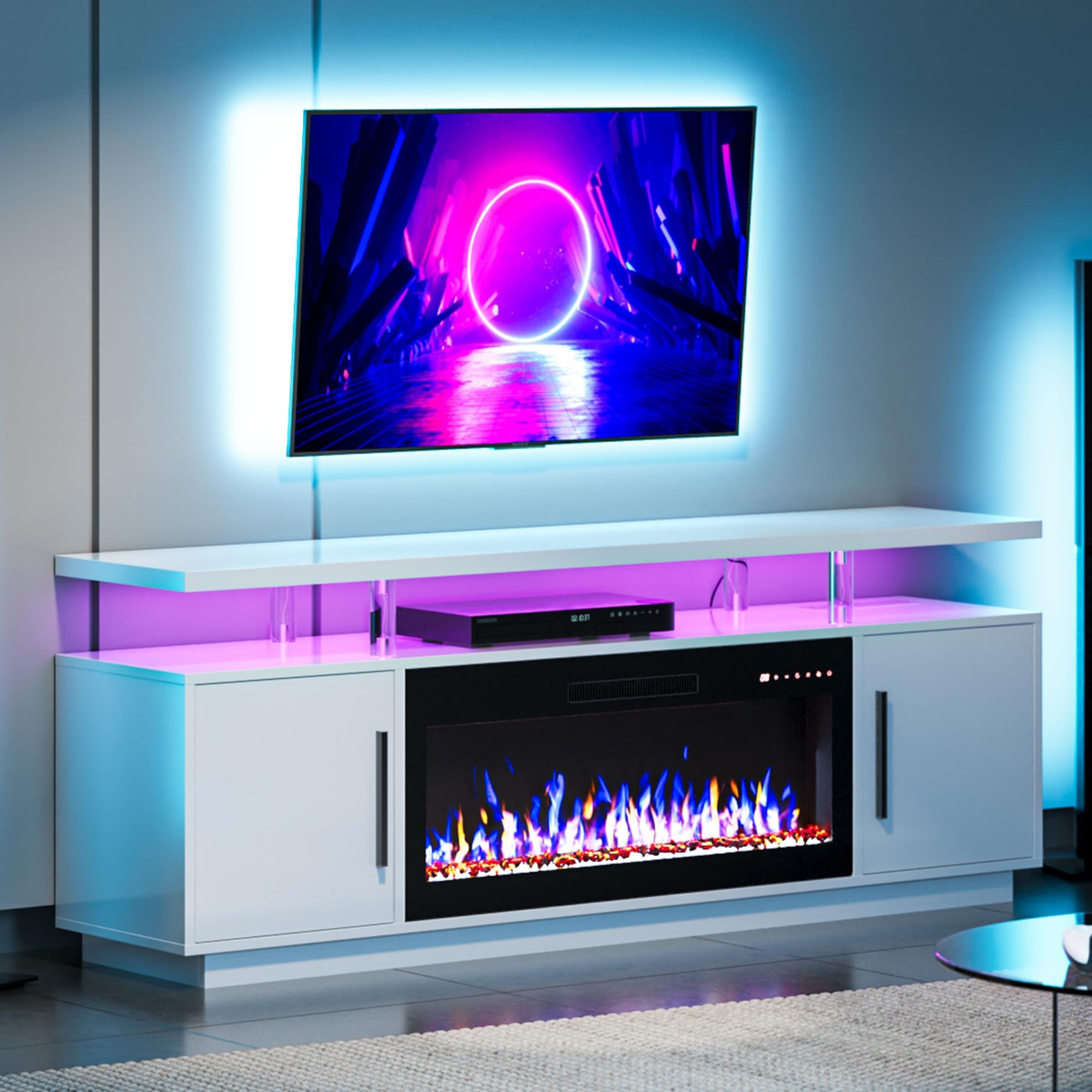 Amazon.com: Knoxville WH-EF Floating Fireplace TV Stand for TVs up to ...